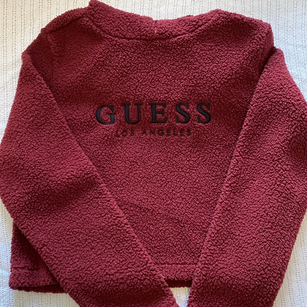 GUESS Maroon Sherpa Hoodie